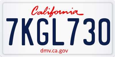 CA license plate 7KGL730