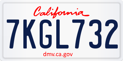 CA license plate 7KGL732
