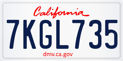 CA license plate 7KGL735