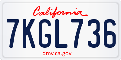 CA license plate 7KGL736