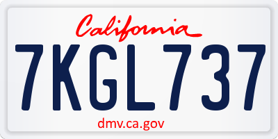 CA license plate 7KGL737