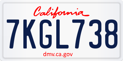 CA license plate 7KGL738