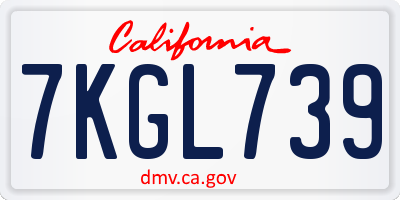 CA license plate 7KGL739