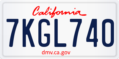CA license plate 7KGL740