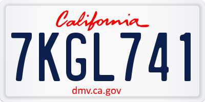 CA license plate 7KGL741