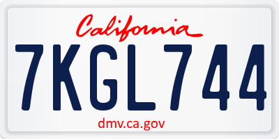 CA license plate 7KGL744