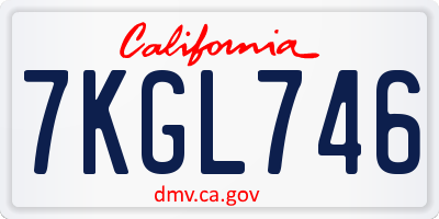 CA license plate 7KGL746