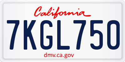 CA license plate 7KGL750