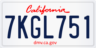 CA license plate 7KGL751