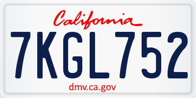 CA license plate 7KGL752