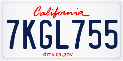 CA license plate 7KGL755