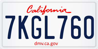 CA license plate 7KGL760
