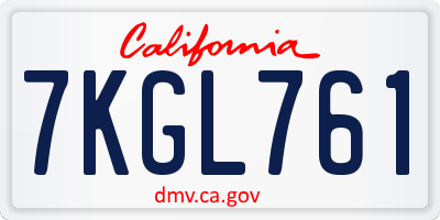 CA license plate 7KGL761