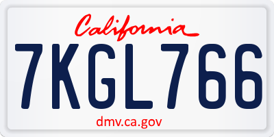 CA license plate 7KGL766