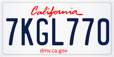 CA license plate 7KGL770