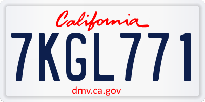 CA license plate 7KGL771