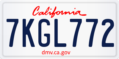 CA license plate 7KGL772