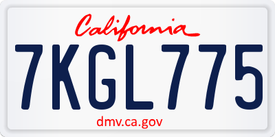 CA license plate 7KGL775
