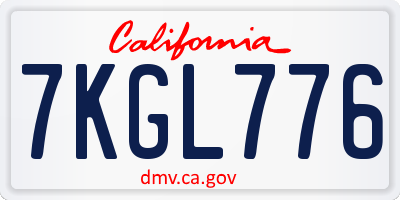 CA license plate 7KGL776