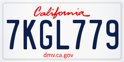 CA license plate 7KGL779