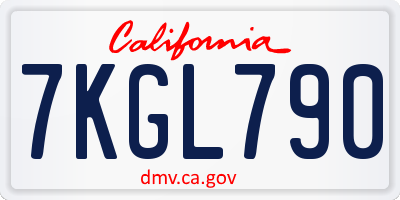 CA license plate 7KGL790