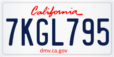 CA license plate 7KGL795