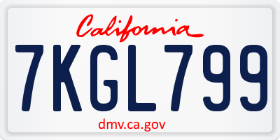 CA license plate 7KGL799