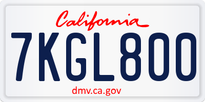 CA license plate 7KGL800