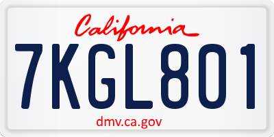 CA license plate 7KGL801