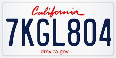 CA license plate 7KGL804