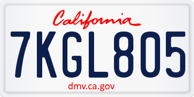 CA license plate 7KGL805