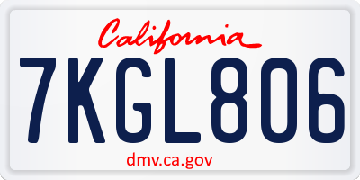 CA license plate 7KGL806