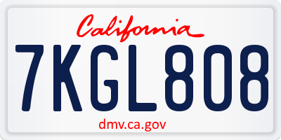 CA license plate 7KGL808