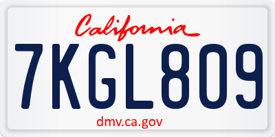 CA license plate 7KGL809