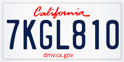 CA license plate 7KGL810
