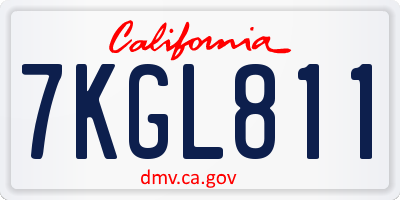 CA license plate 7KGL811