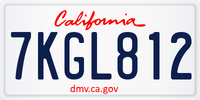 CA license plate 7KGL812