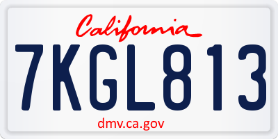 CA license plate 7KGL813
