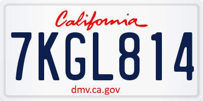 CA license plate 7KGL814