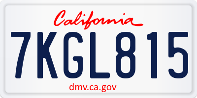 CA license plate 7KGL815