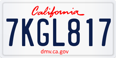 CA license plate 7KGL817