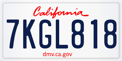 CA license plate 7KGL818