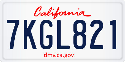 CA license plate 7KGL821