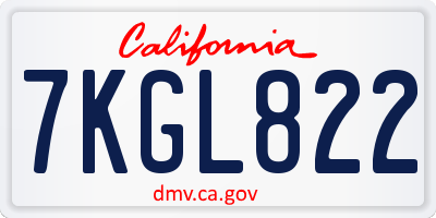 CA license plate 7KGL822