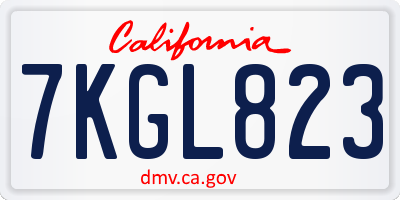 CA license plate 7KGL823