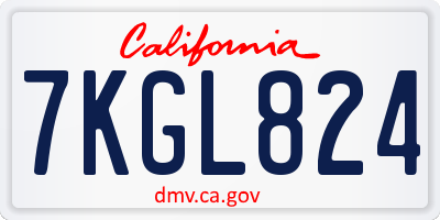 CA license plate 7KGL824