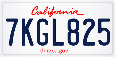 CA license plate 7KGL825
