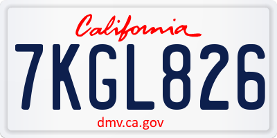 CA license plate 7KGL826