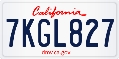CA license plate 7KGL827