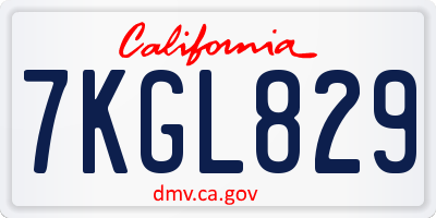 CA license plate 7KGL829